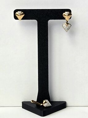 925 Silver/Gold Vermeil Ear Jacket Facet Heart Stud Drop Earrings 4pc Set, India